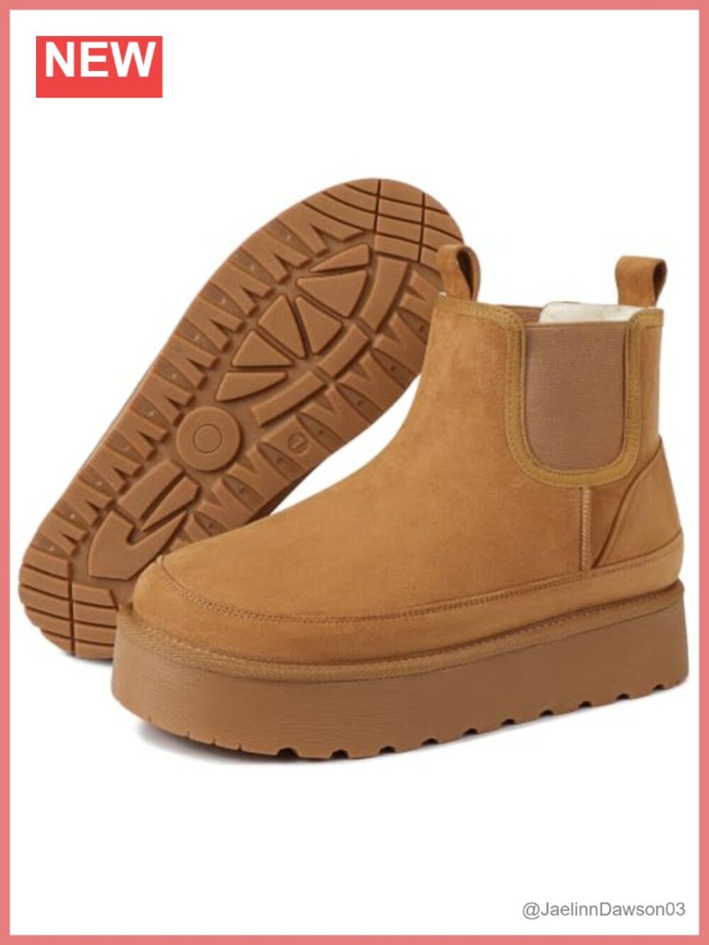 Faux Suede Platform Ankle Chelsea Boots Slip On Winter Snow Booties